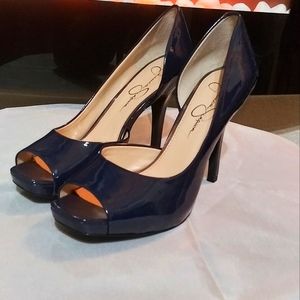 New Jessica Simpson Navy Blue  Leather Pumps